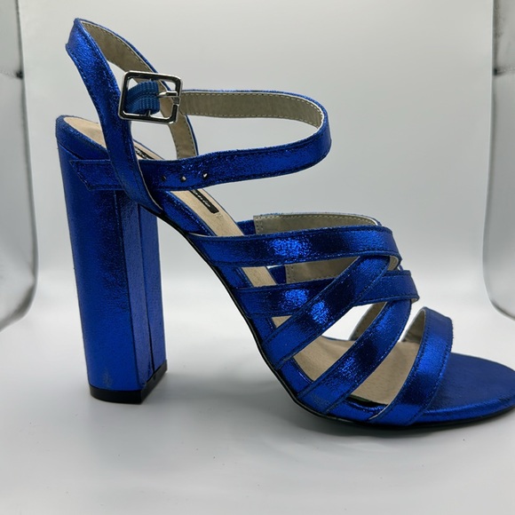 Michael Antonio Blue Metallic Block Heels 6 - Picture 6 of 14